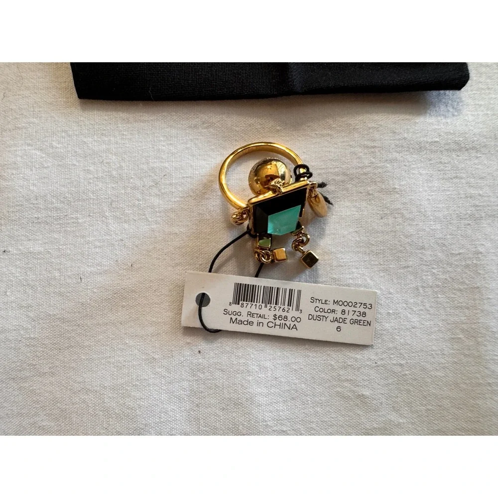 Marc by Marc Jacobs Ring Set Rose Gold Textured & Dusty Jade Green Robot NWT